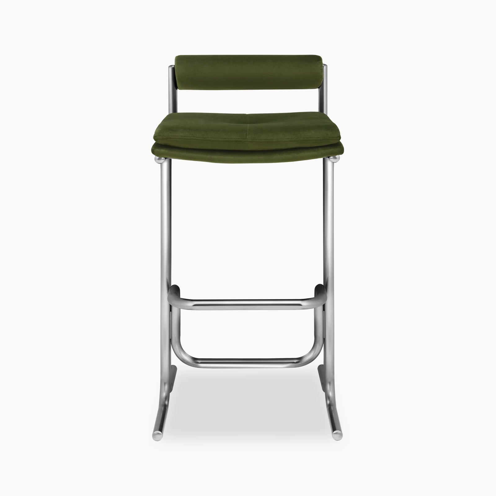 Wilbur Bar Stool | Olive Green Sustainable Velvet & Chrome