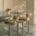 Wilbur Kitchen Stool | Speckled Cappuccino Boucle & Brushed Chrome