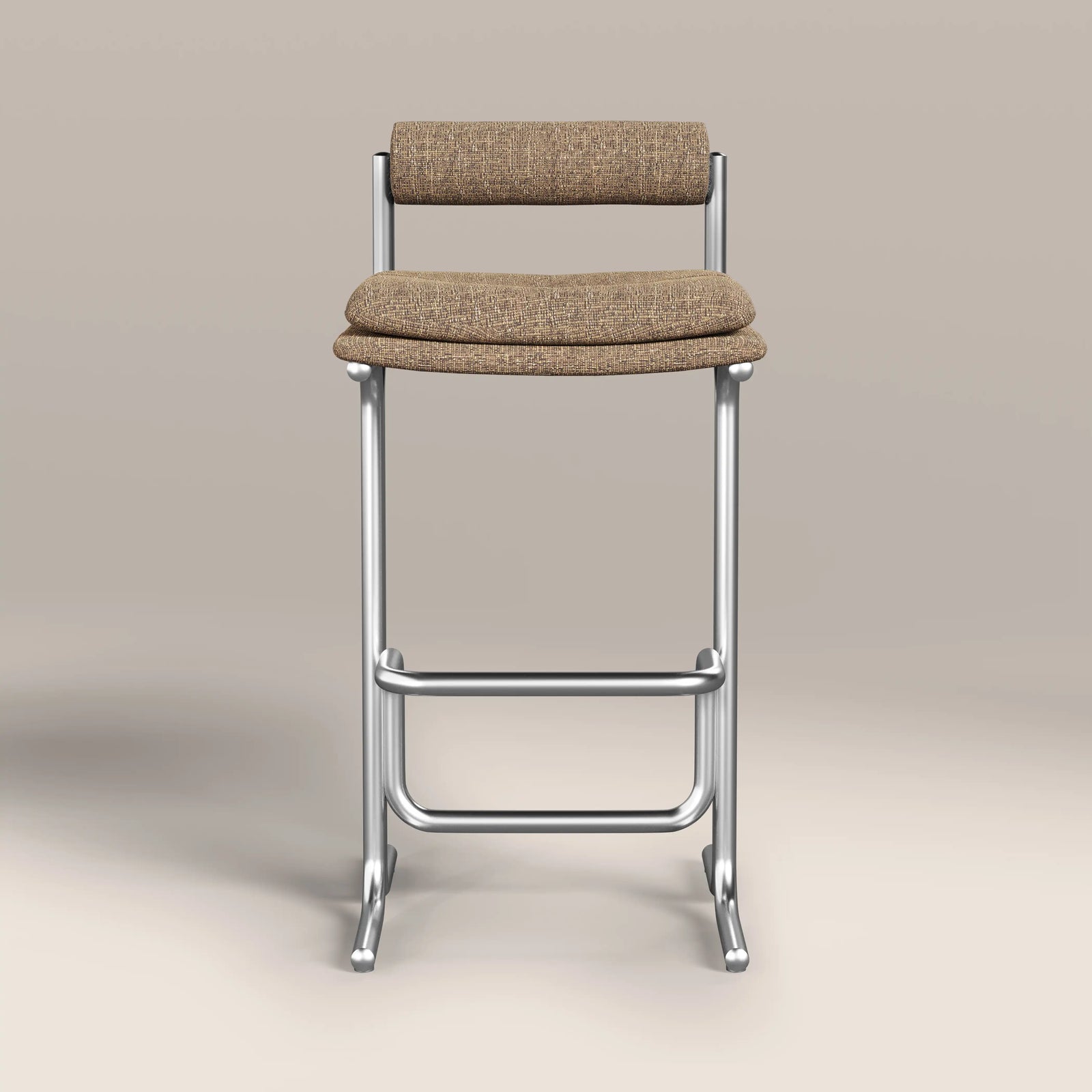 Wilbur Bar Stool | Speckled Cappuccino Boucle & Brushed Chrome