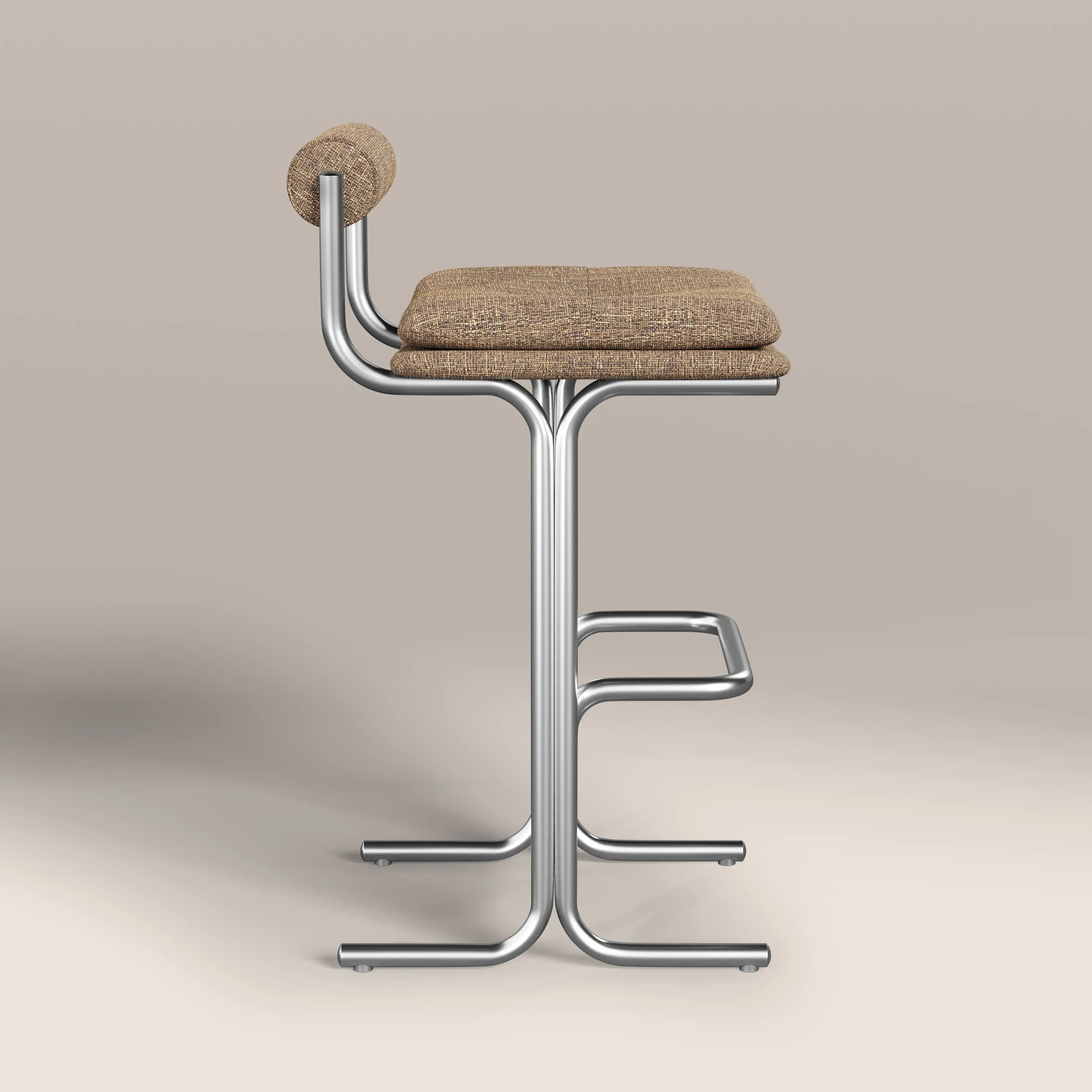 Wilbur Bar Stool, Speckled Cappuccino Boucle & Brushed Chrome Wilbur Bar Stool, Speckled Cappuccino Boucle & Brushed Chrome
