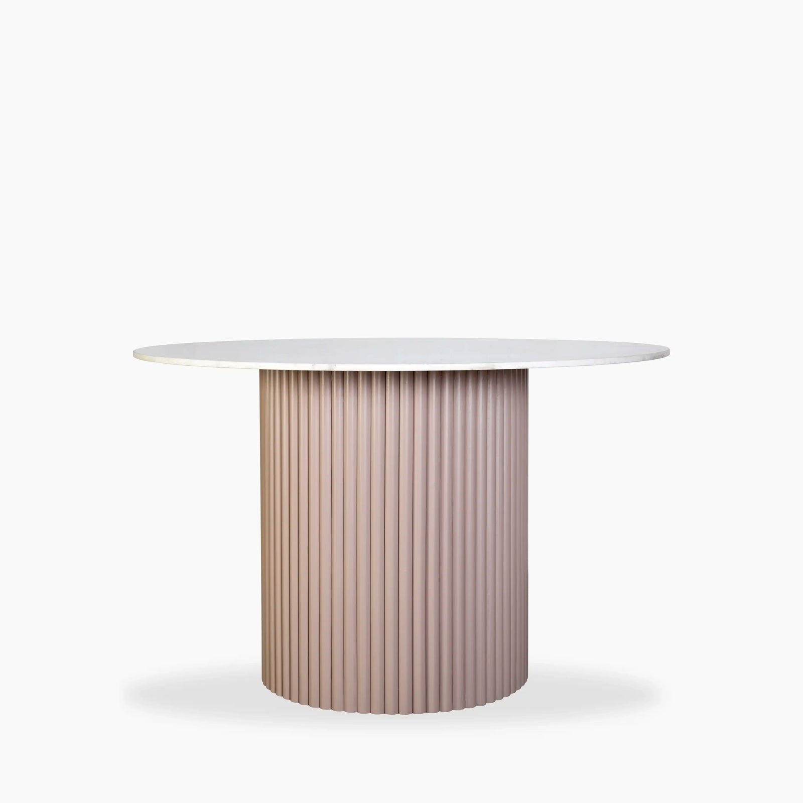 Medby 4 Seat Round Dining Table | White Marble & Taupe