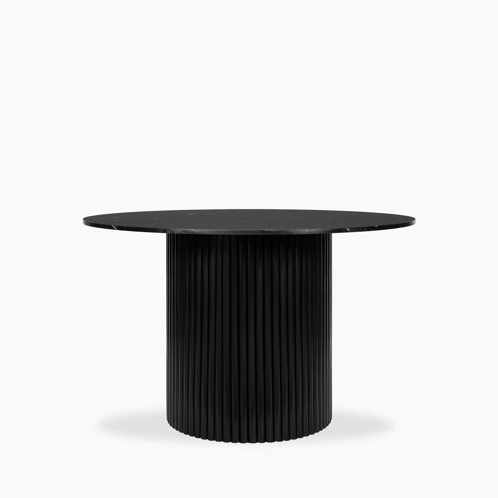Medby 4 Seat Round Dining Table | Black Marble & Black