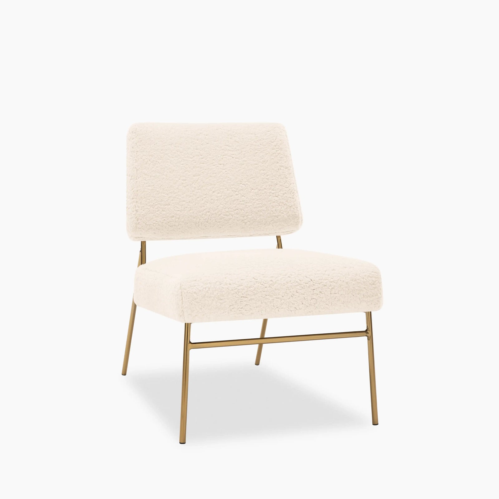 Holly Accent Chair | Ivory White Teddy Boucle & Brass