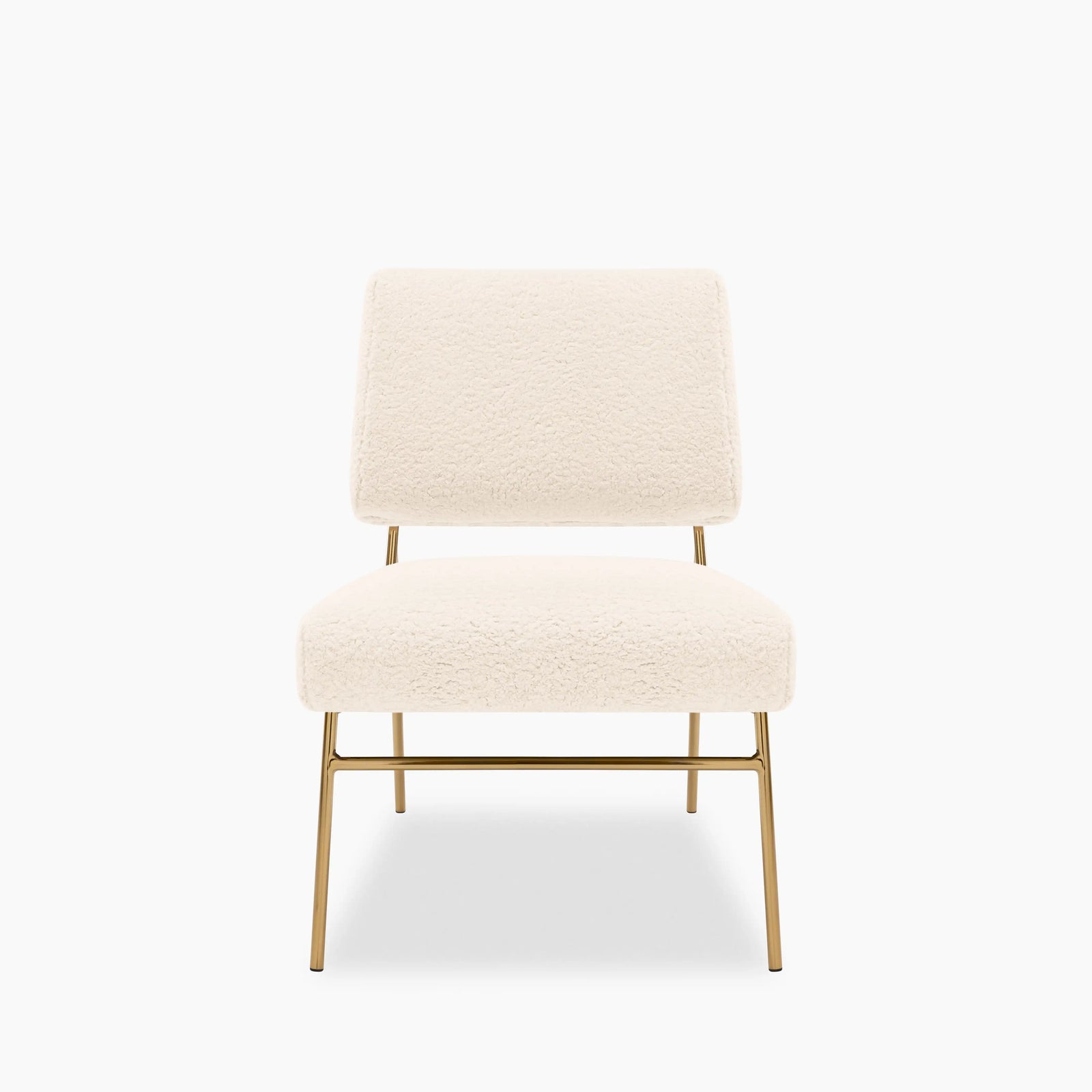 Holly Accent Chair | Ivory White Teddy Boucle & Brass