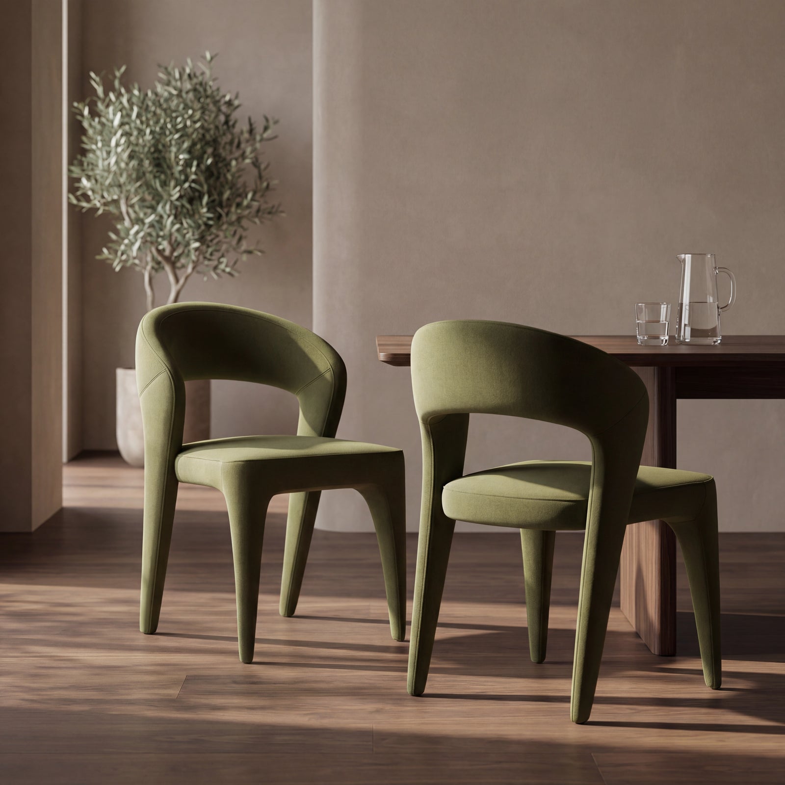 Aisa Dining Chair | Olive Green Sustainable Velvet