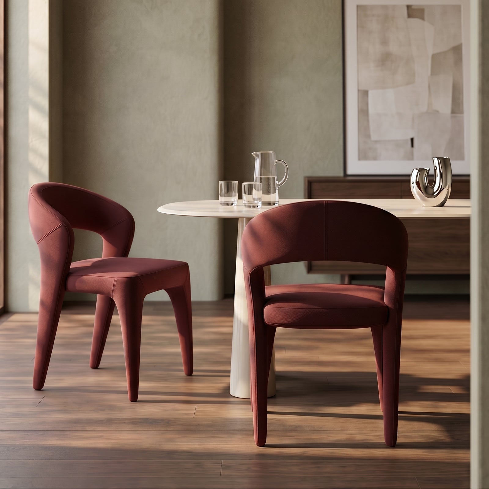 Aisa Dining Chair | Rust Red Sustainable Velvet