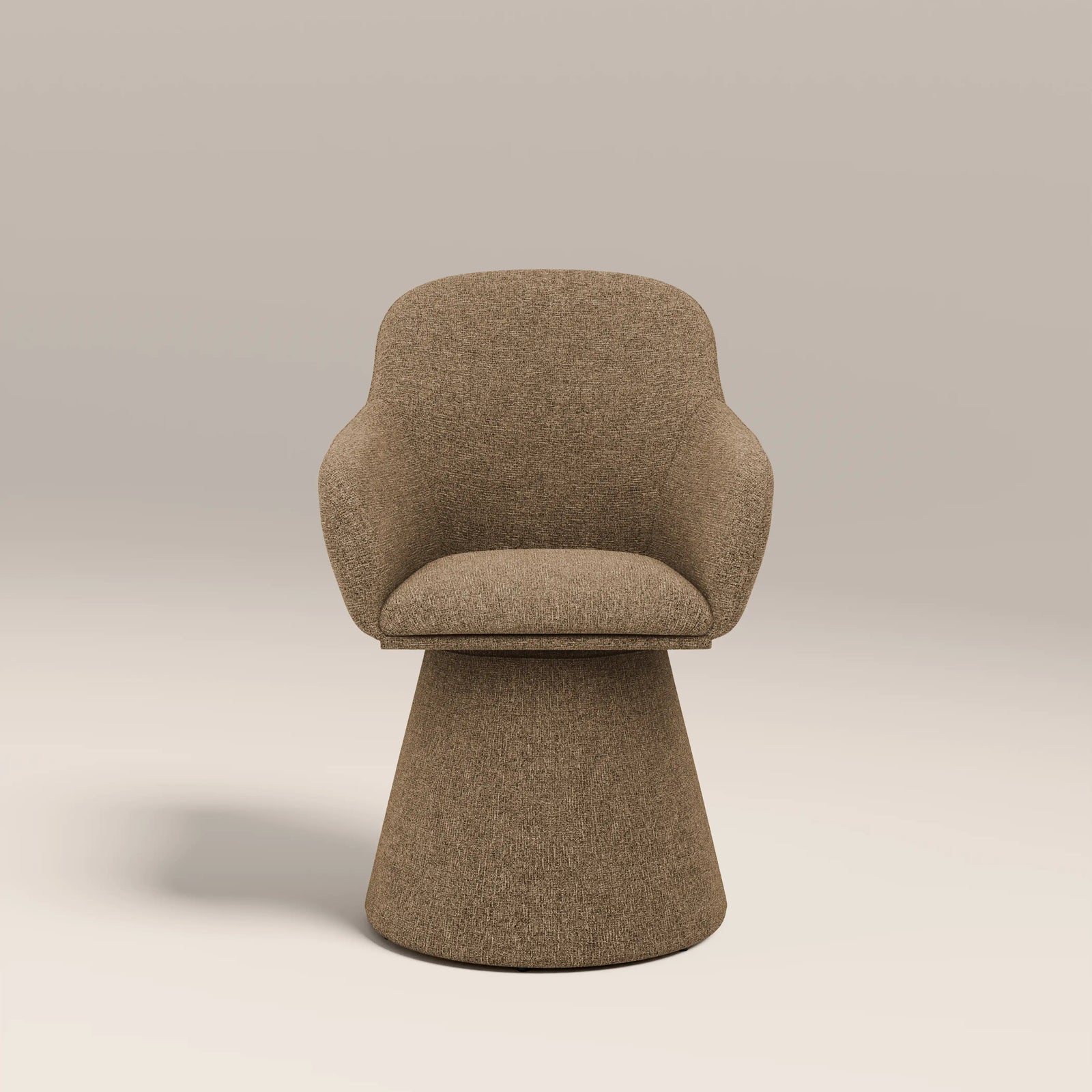 Herman Swivel Carver Dining Chair | Speckled Cappuccino Boucle