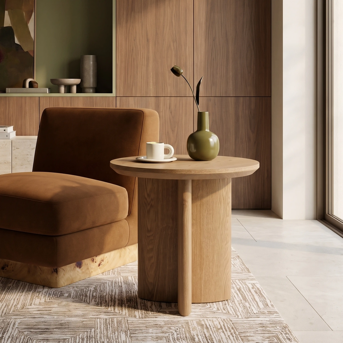 Hansen Round Wooden Side Table | Ash