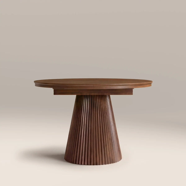 Eliza 4-6 Seat Round Wooden Extendable Dining Table, Walnut | Cult