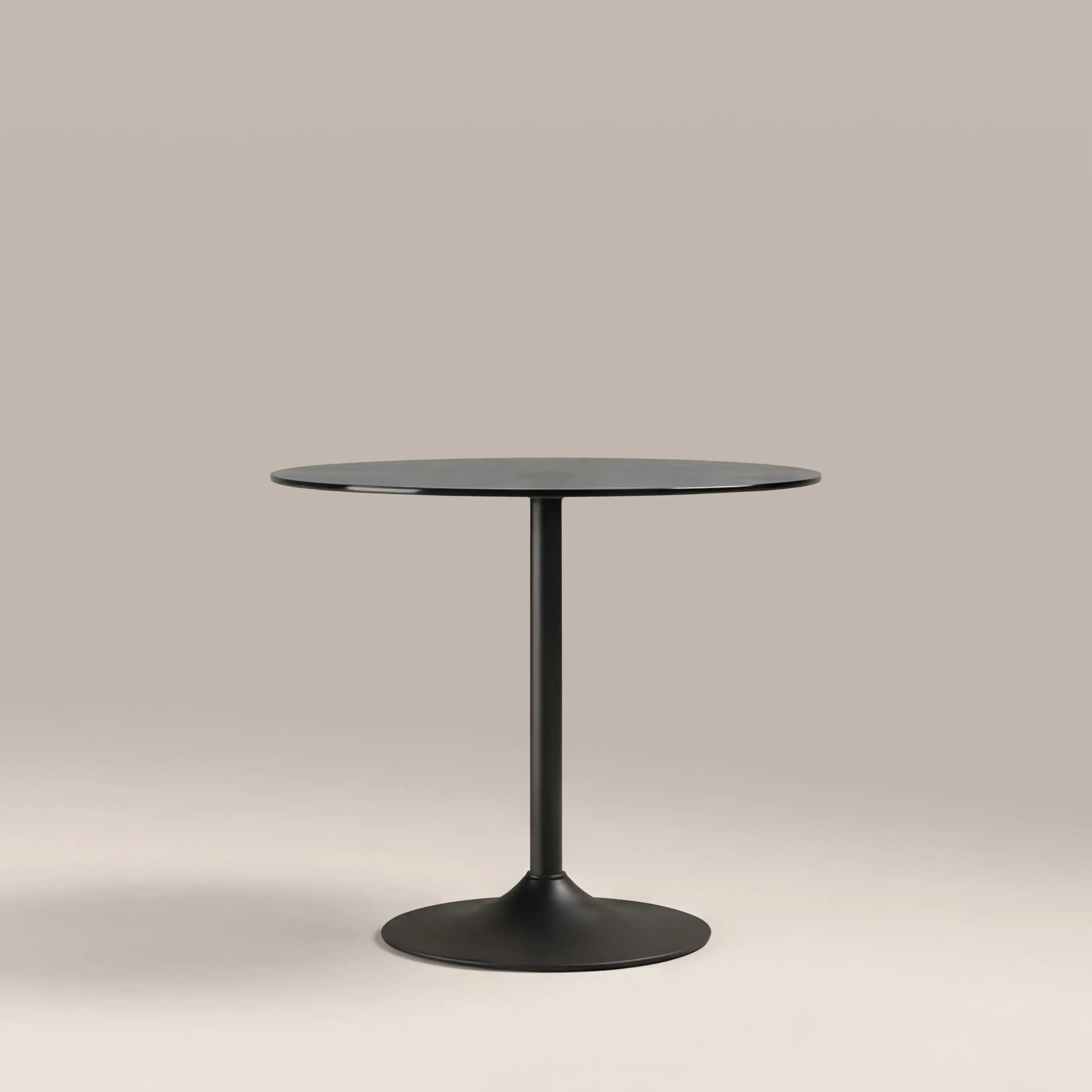 Ida 4 Seat Round Dining Table | Smoked Glass & Black
