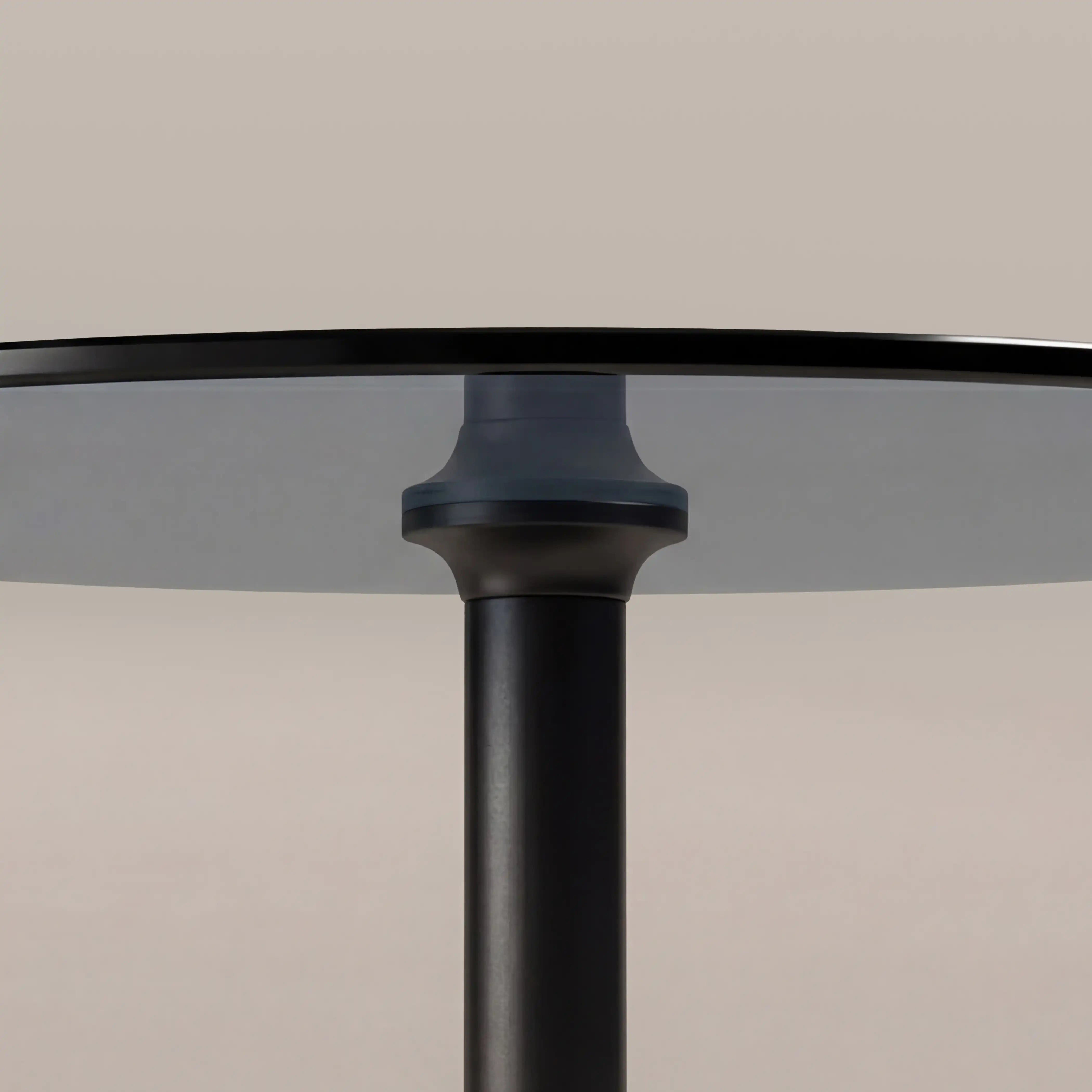 Ida 4 Seat Round Dining Table | Smoked Glass & Black