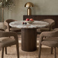 Bond 4 Seat Round Dining Table | French Riviera Marble & Walnut