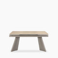 Renzo 6-10 Seat Rectangle Extendable Dining Table | Natural Travertine Effect Sintered Stone & Brown