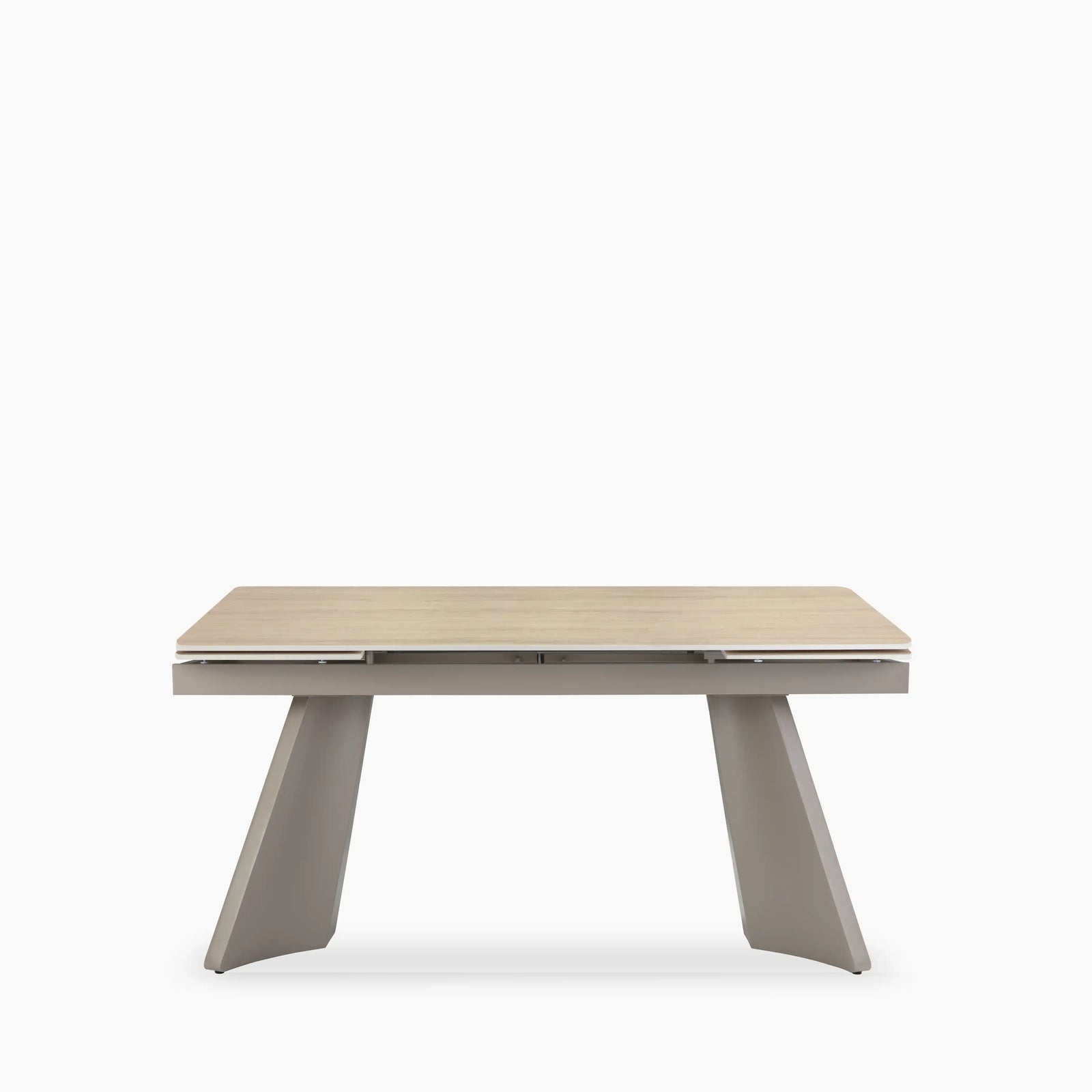 Renzo 6-10 Seat Rectangle Extendable Dining Table | Natural Travertine Effect Sintered Stone & Brown