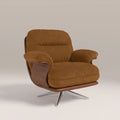 Elka Swivel Armchair | Caramel Brown Sustainable Mohair Velvet & Brushed Chrome