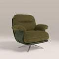 Elka Swivel Armchair | Moss Green Sustainable Mohair Velvet & Brushed Chrome