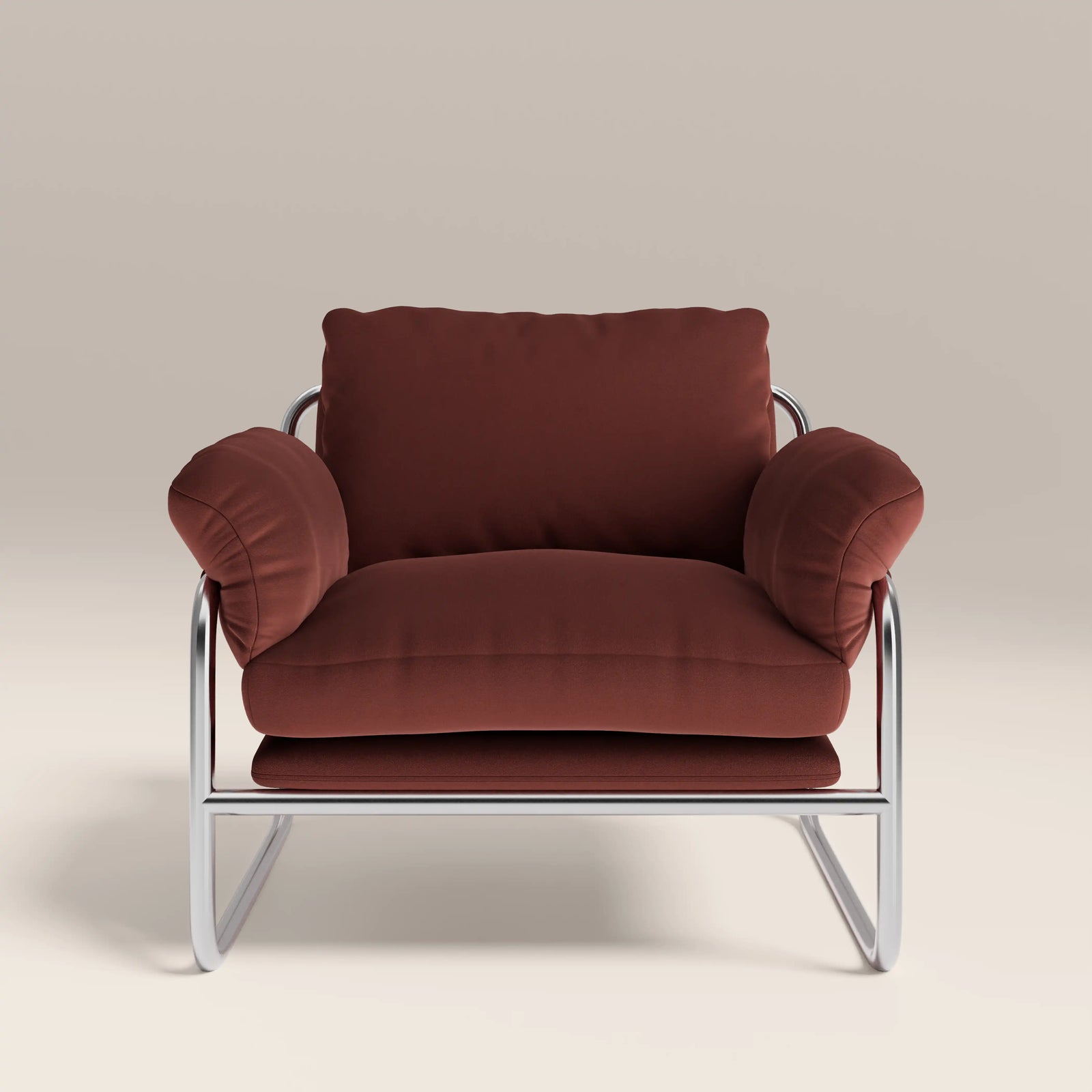 Carson Armchair | Rust Red Sustainable Velvet & Chrome