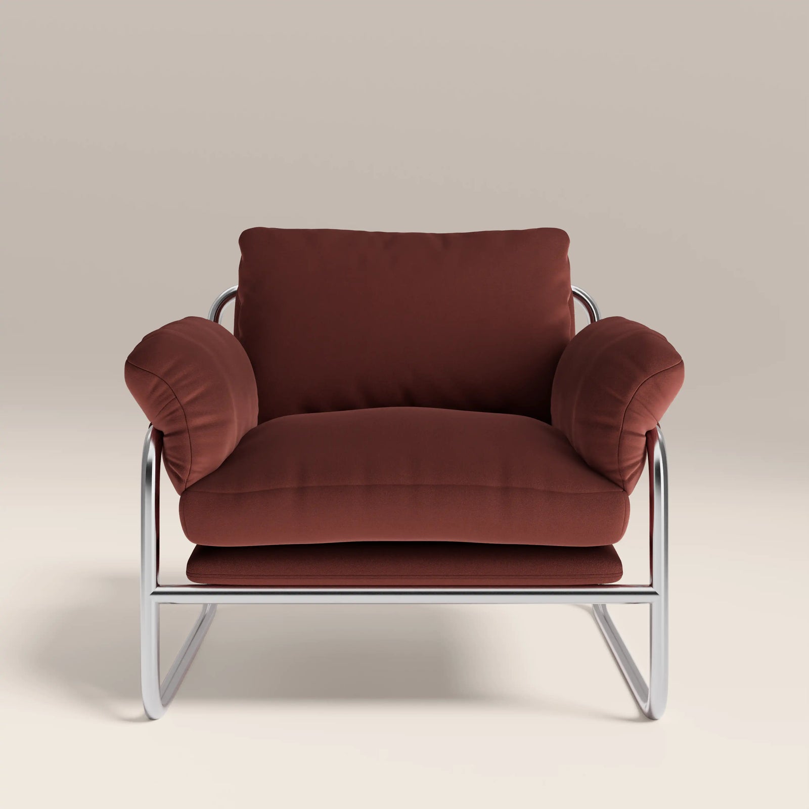 Carson Armchair | Rust Red Sustainable Velvet & Chrome