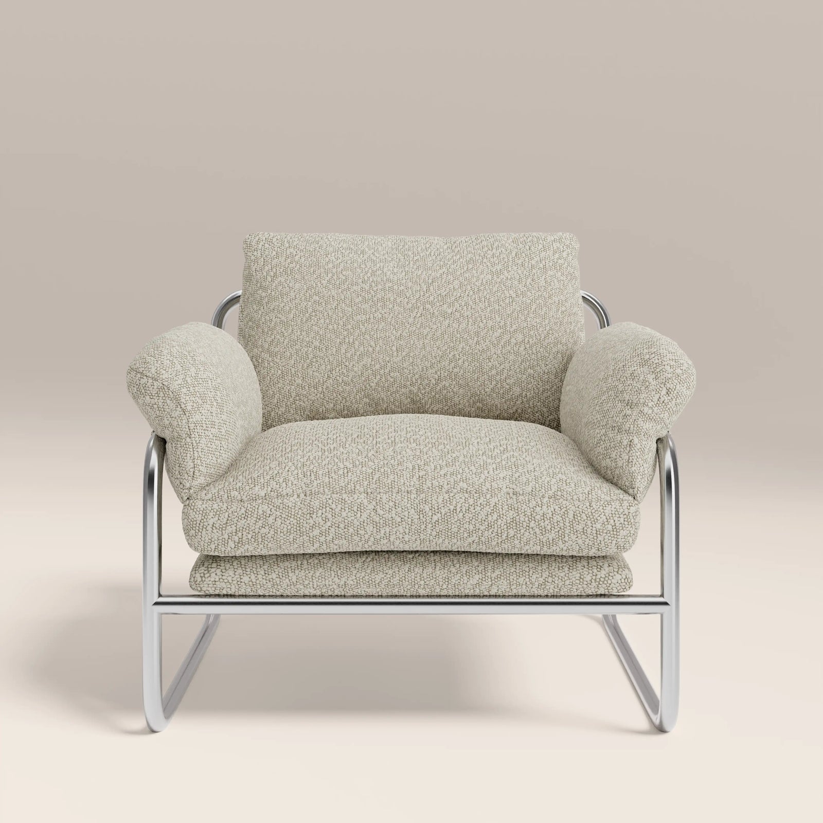 Carson Armchair | Speckled Stone Sustainable Boucle & Chrome