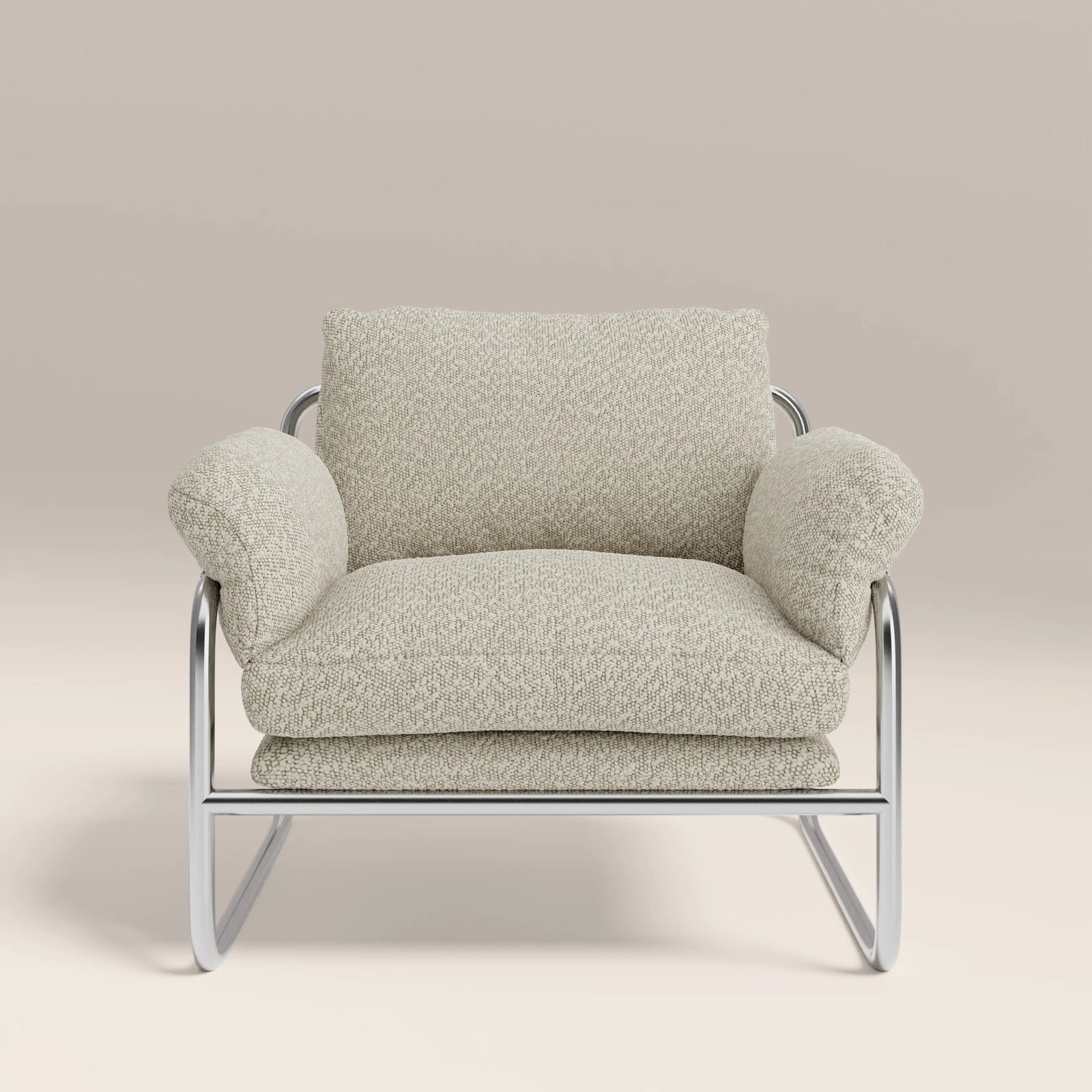 Carson Armchair | Speckled Stone Sustainable Boucle & Chrome