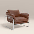 Carson Armchair | Vintage Tan Faux Leather & Chrome