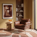 Carson Armchair | Vintage Tan Faux Leather & Chrome