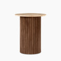 Medby Round Side Table | Natural Travertine & Walnut