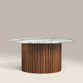 Medby Round Coffee Table | Grey Marble & Walnut