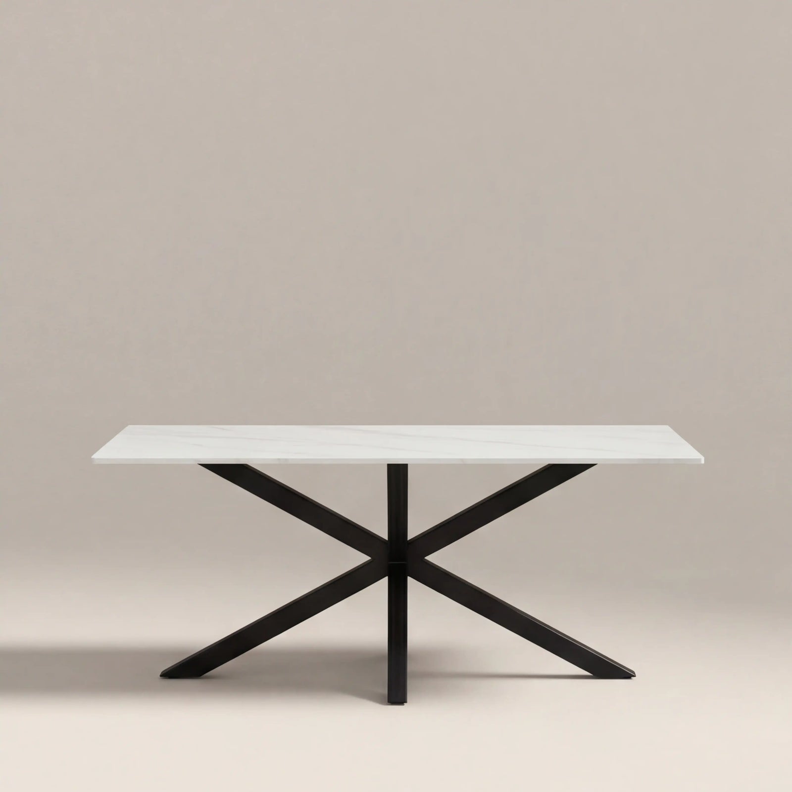 Sawyer 6 Seat Rectangle Dining Table | White Ceramic & Black