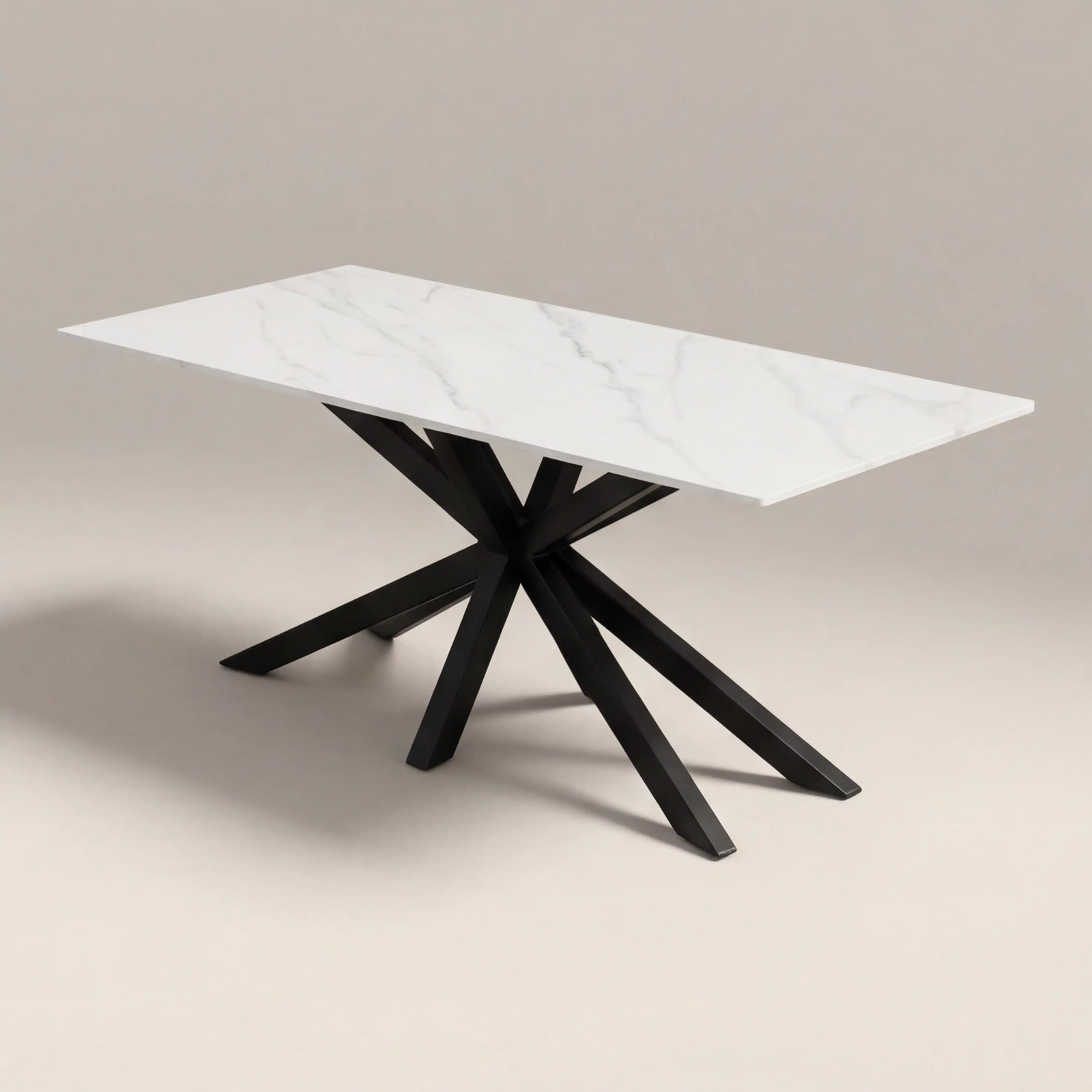 Sawyer 6 Seat Rectangle Dining Table | White Ceramic & Black