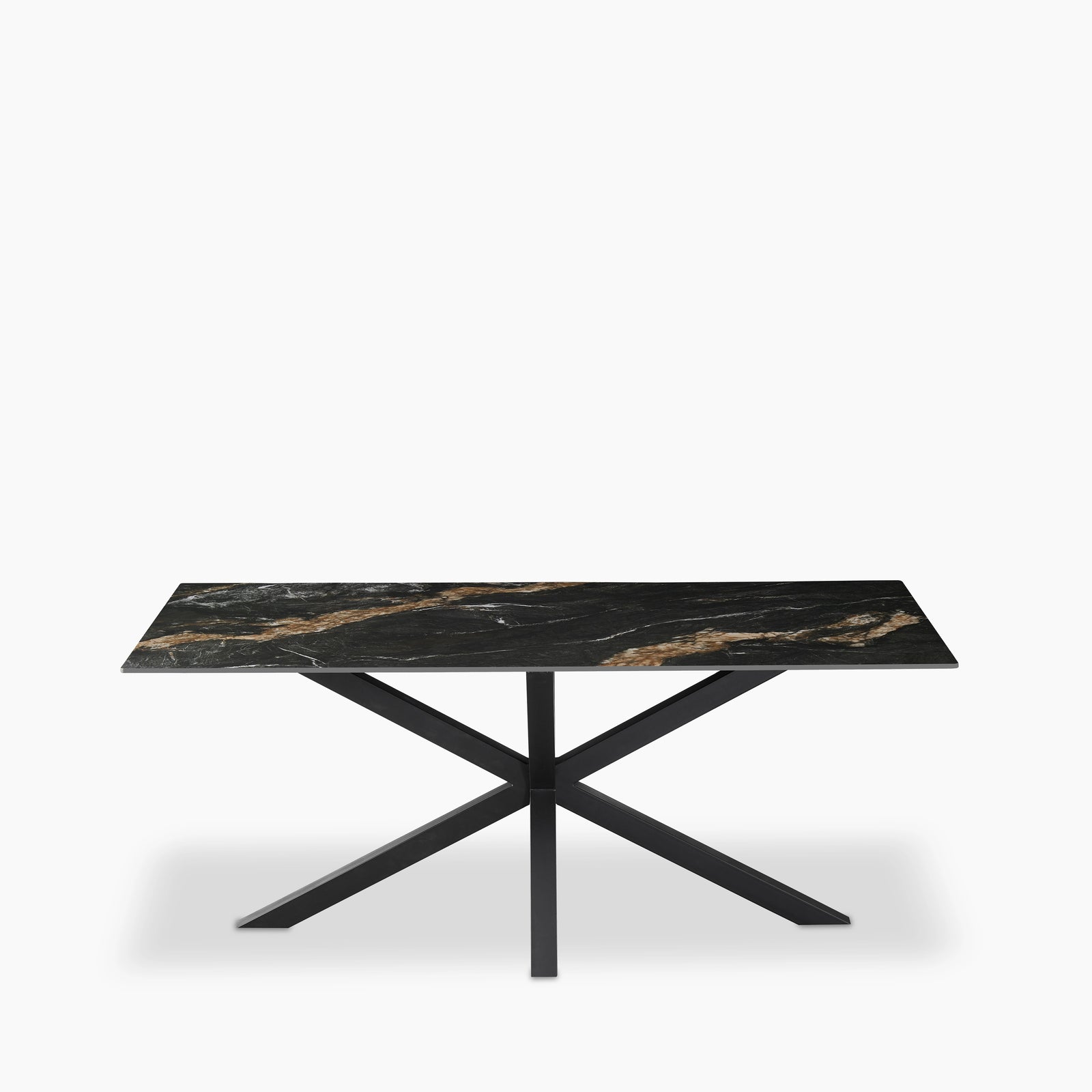 Sawyer 6 Seat Rectangle Dining Table | Storm Black Ceramic & Black