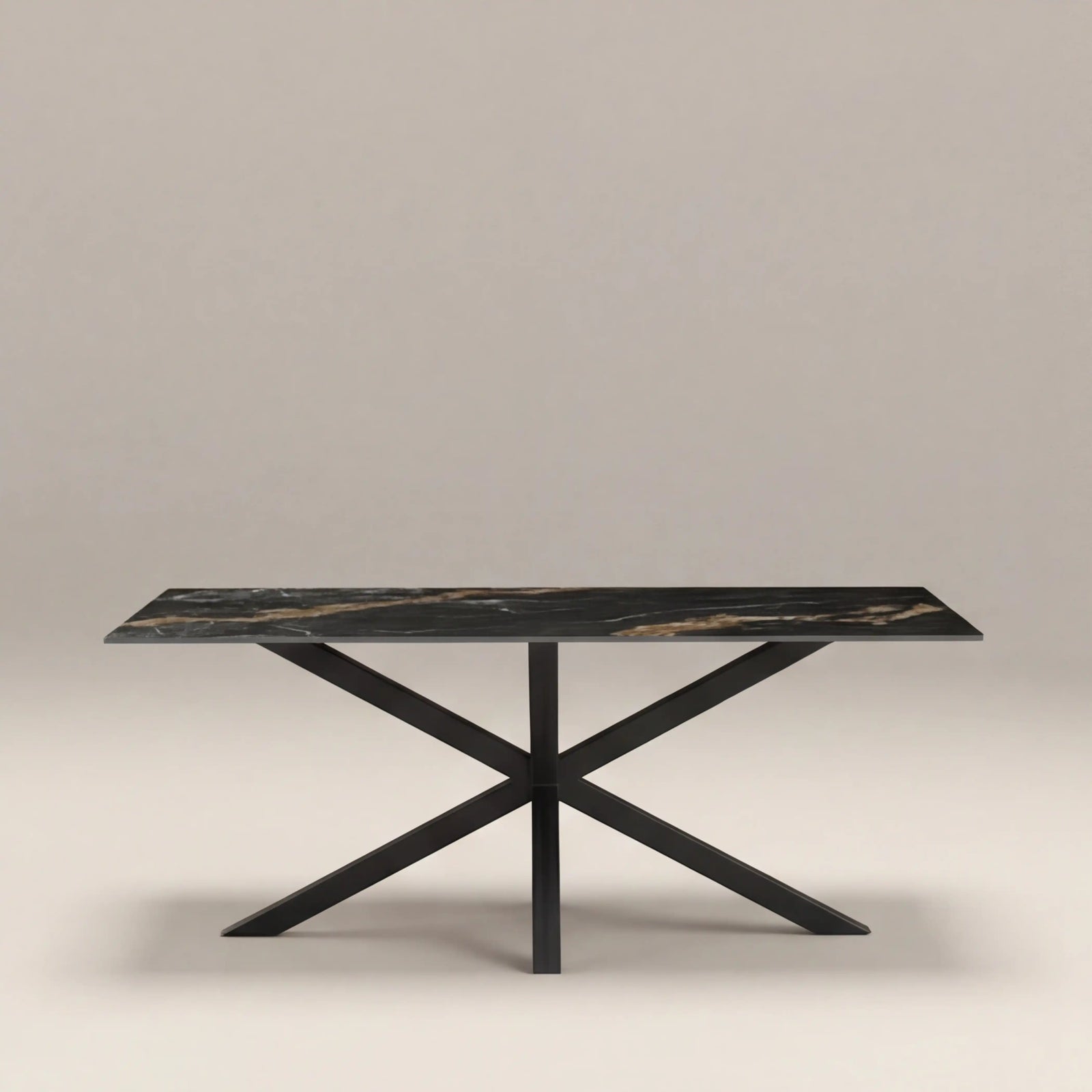 Sawyer 6 Seat Rectangle Dining Table | Storm Black Ceramic & Black