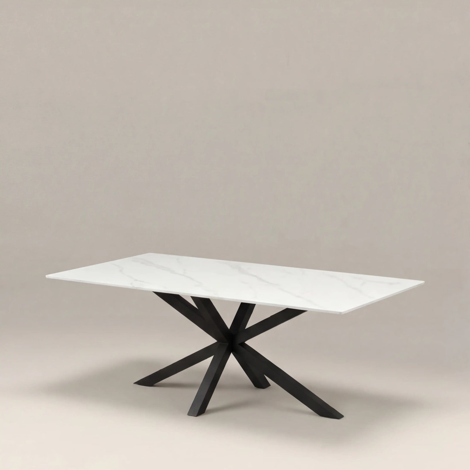 Sawyer 8 Seat Rectangle Dining Table | White Ceramic & Black