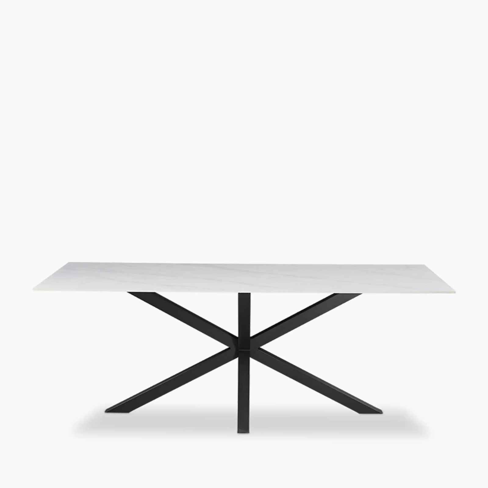 Sawyer 8 Seat Rectangle Dining Table | White Ceramic & Black