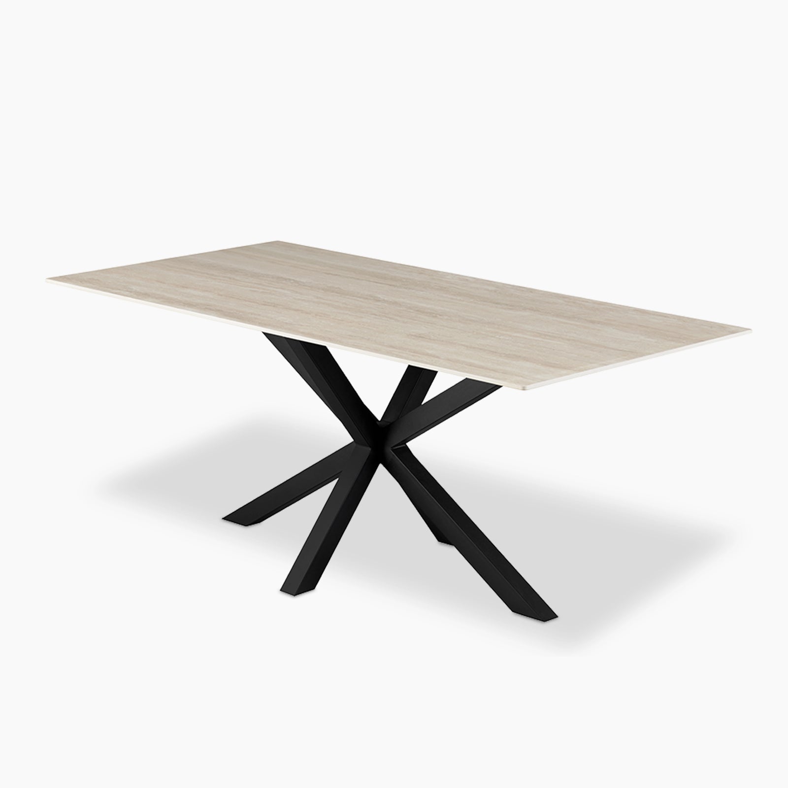 Sawyer 6 Seat Rectangle Dining Table | Cream Ceramic & Black