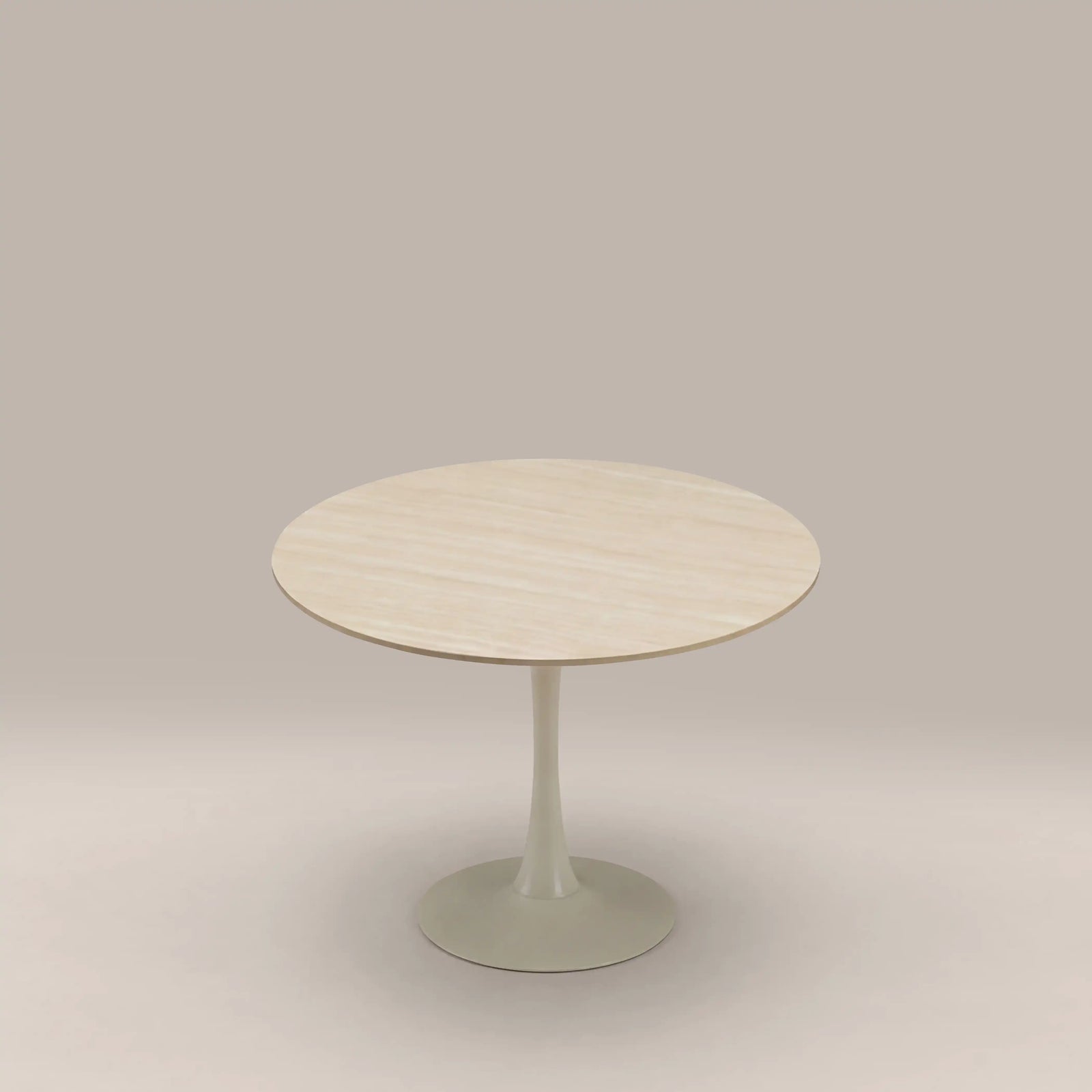 Byre 2 Seat Round Dining Table | Natural Travertine Effect Sintered Stone & Cream