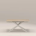 Lincoln 6-10 Seat Rectangle Extendable Dining Table | Natural Travertine Effect Sintered Stone & Taupe