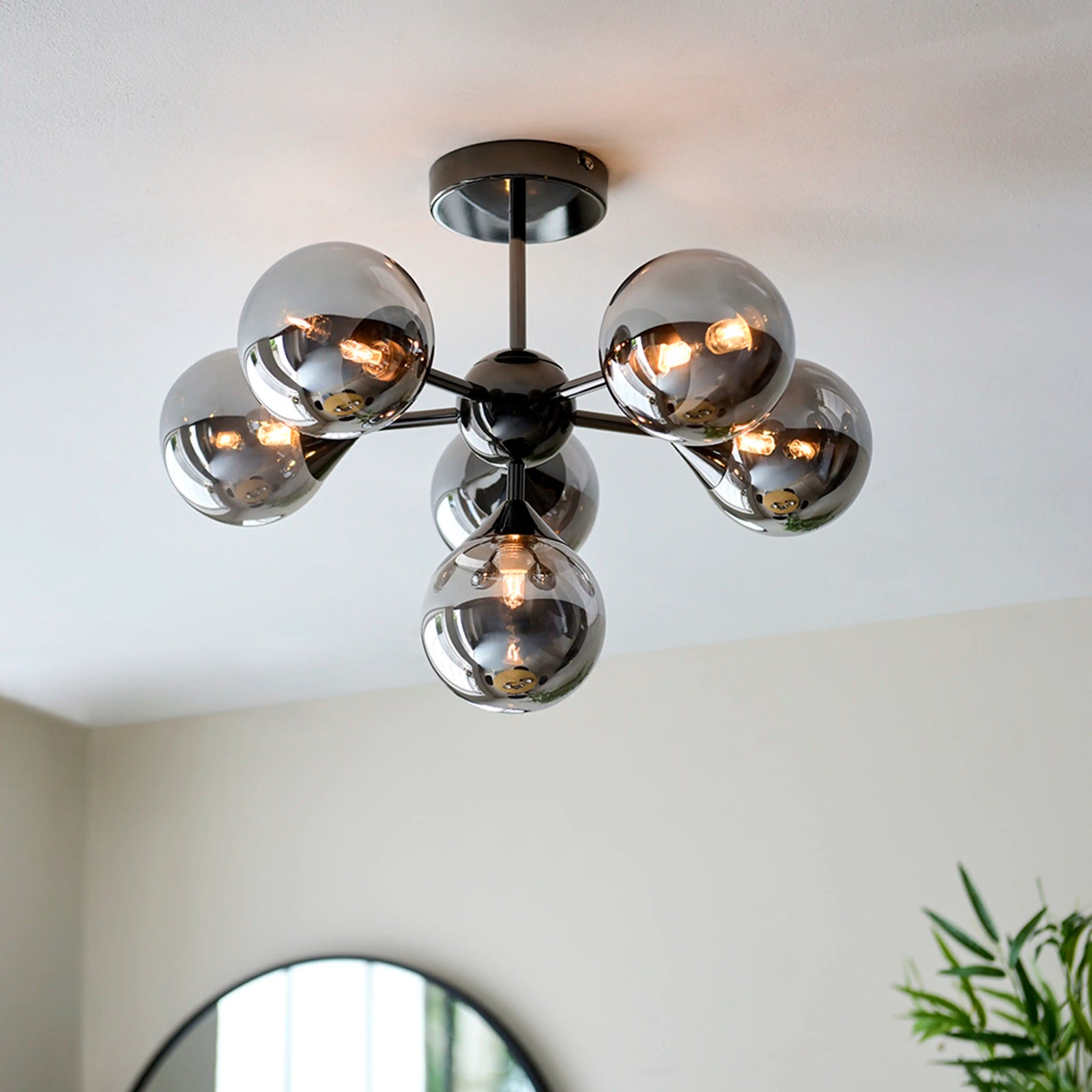 Oscar 6 Light Flush Ceiling Light | Black