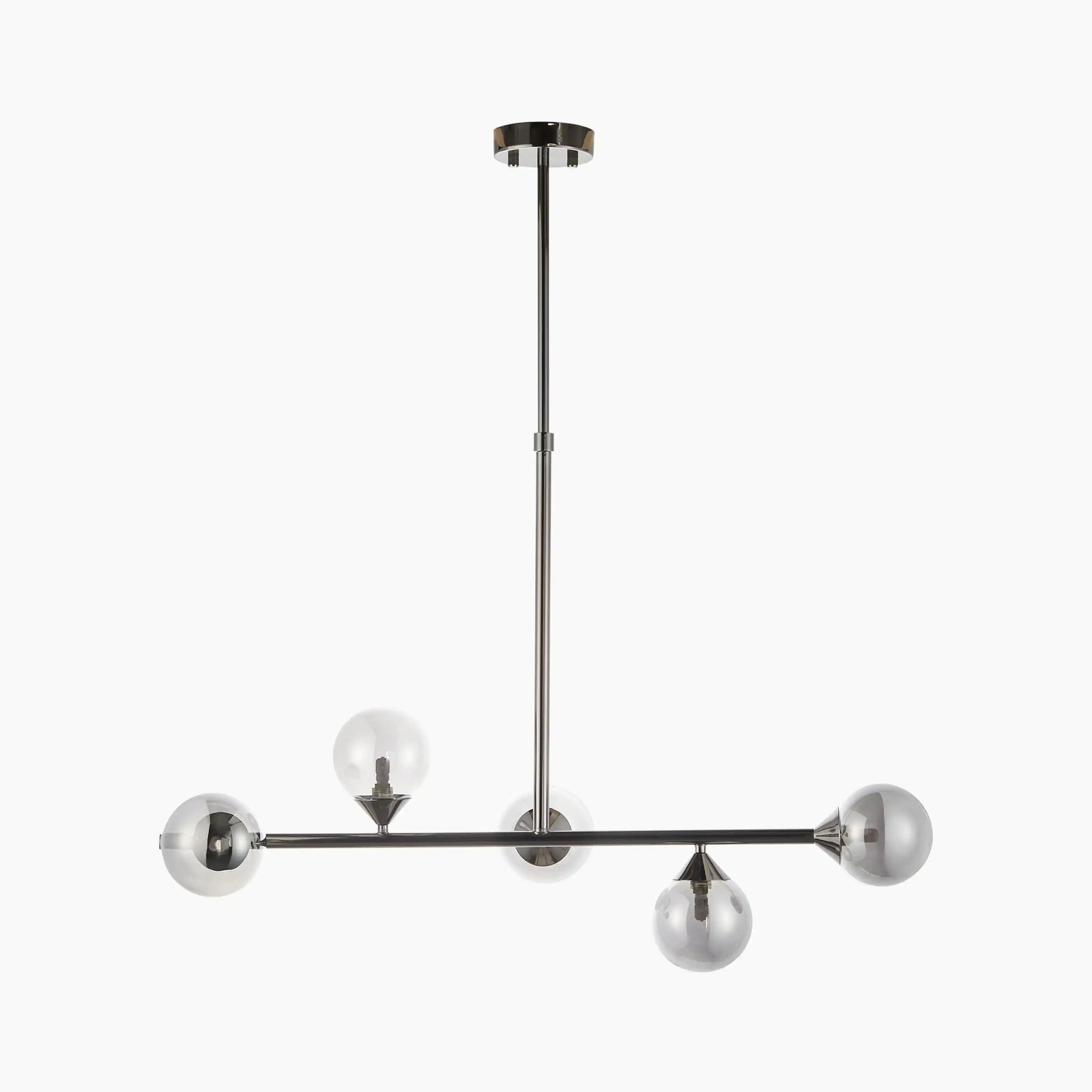 Elias 5 Light Pendant Light | Smokey Glass & Chrome Black