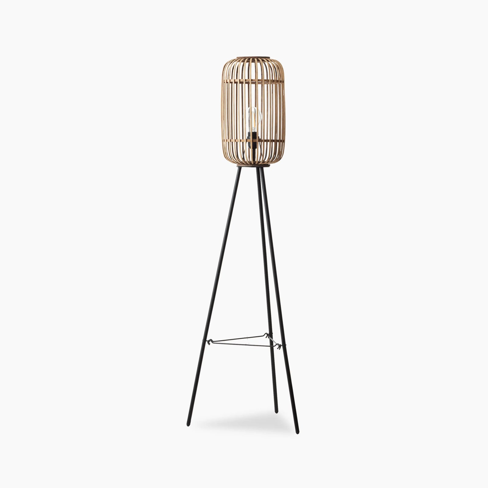 Mathias Tripod Floor Lamp | Natural Bamboo & Black