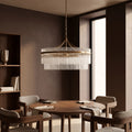 Marietta 7 Light Pendant Light | Ribbed Glass & Brass