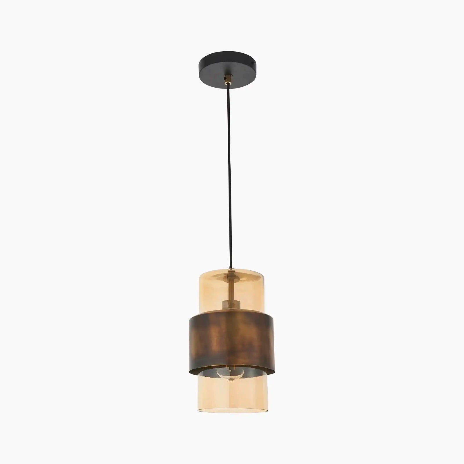 Marley 6 Light Pendant Light | Amber Orange & Antique Brass