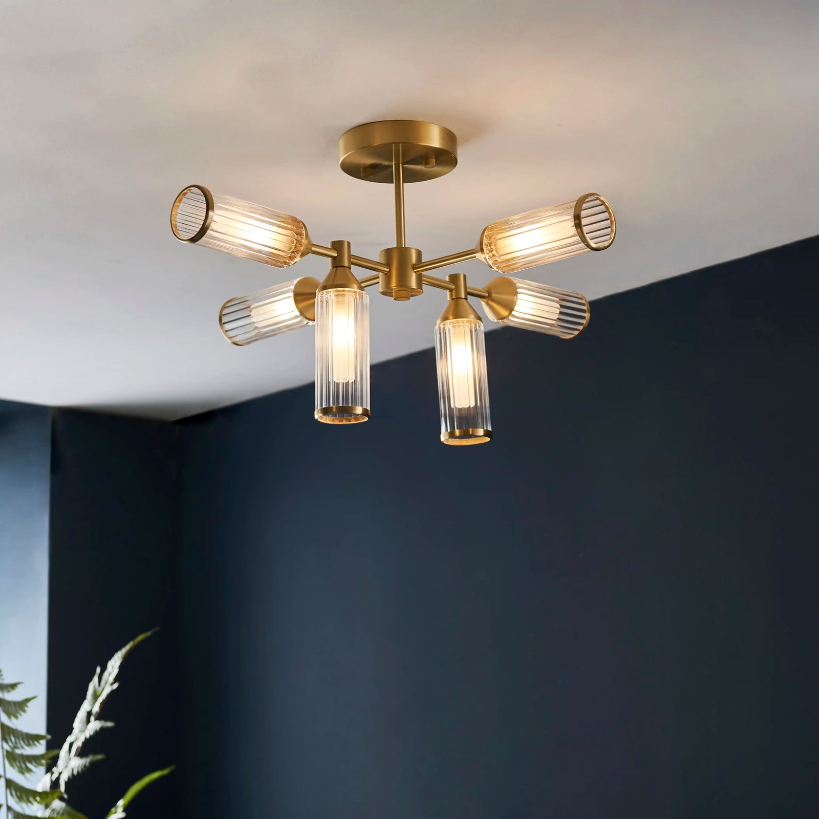 Aster 6 Light Flush Ceiling Light | Brass