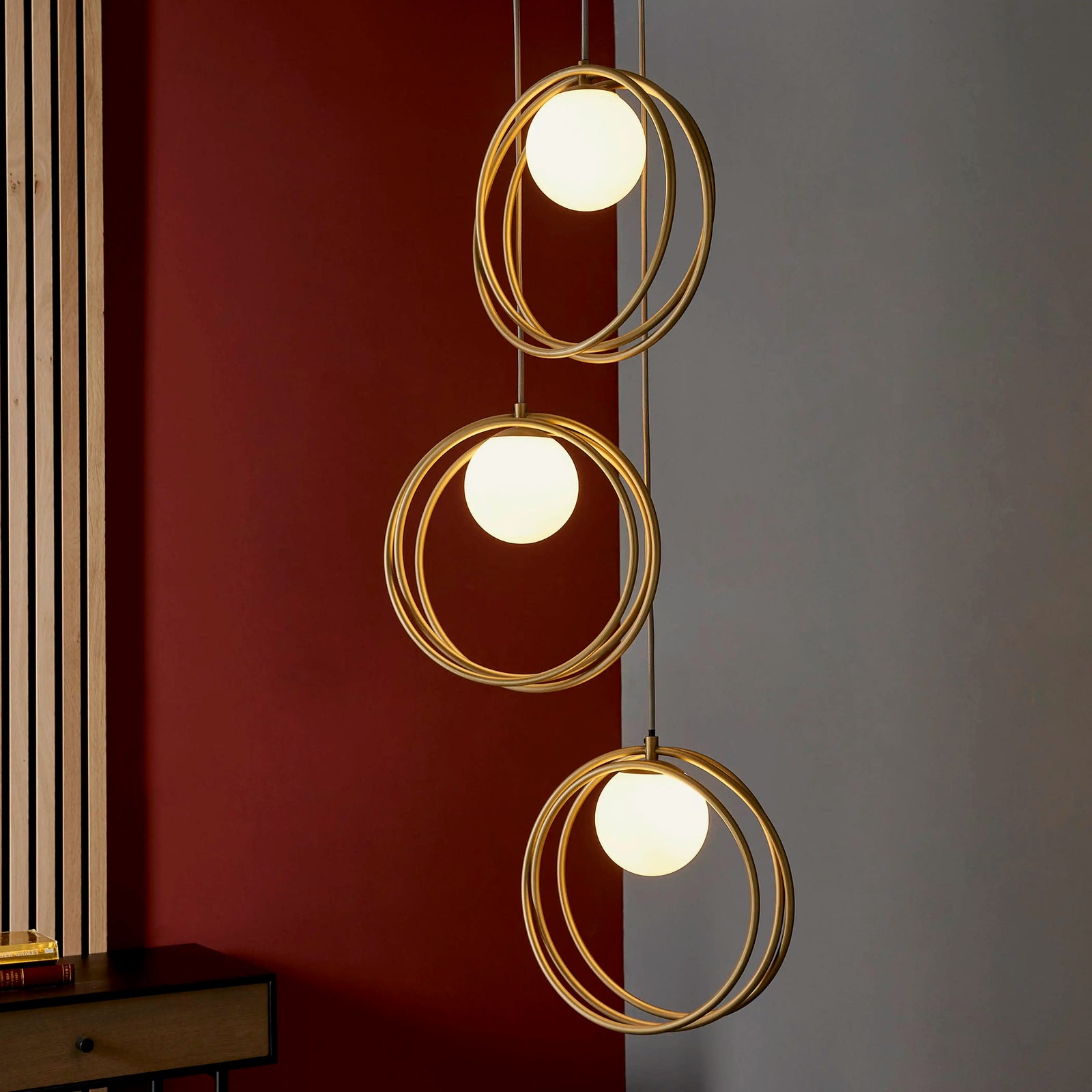 Altra 3 Light Cluster Ceiling Light | Opal & Brass