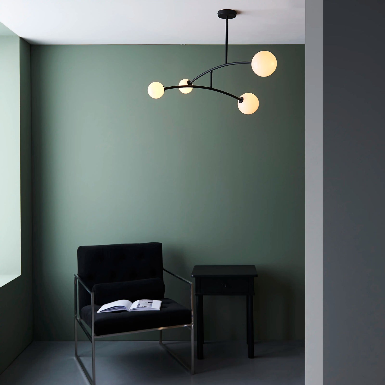 Rica 4 Light Pendant Light | Opal Glass & Matte Black