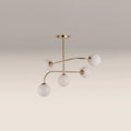 Arely 5 Light Flush Ceiling Light | Opal Glass & Brass