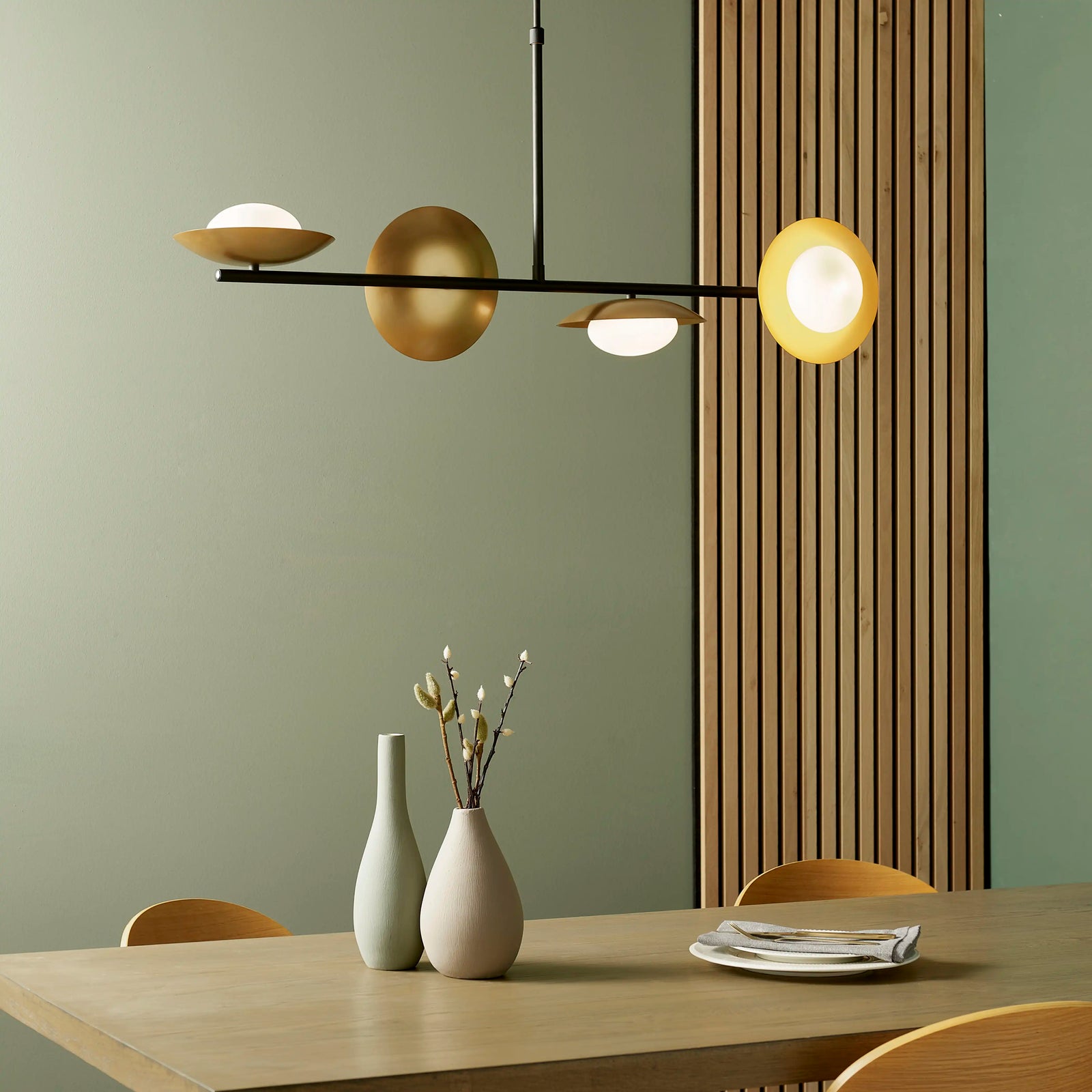 Temuka 4 Light Pendant Light | Brass & Black