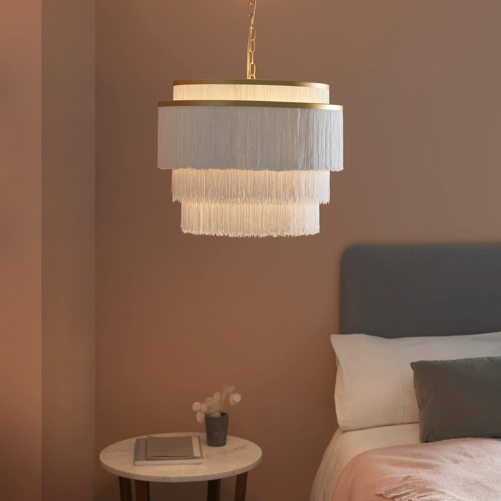 Skylar 6 Light Pendant Light | White & Brass