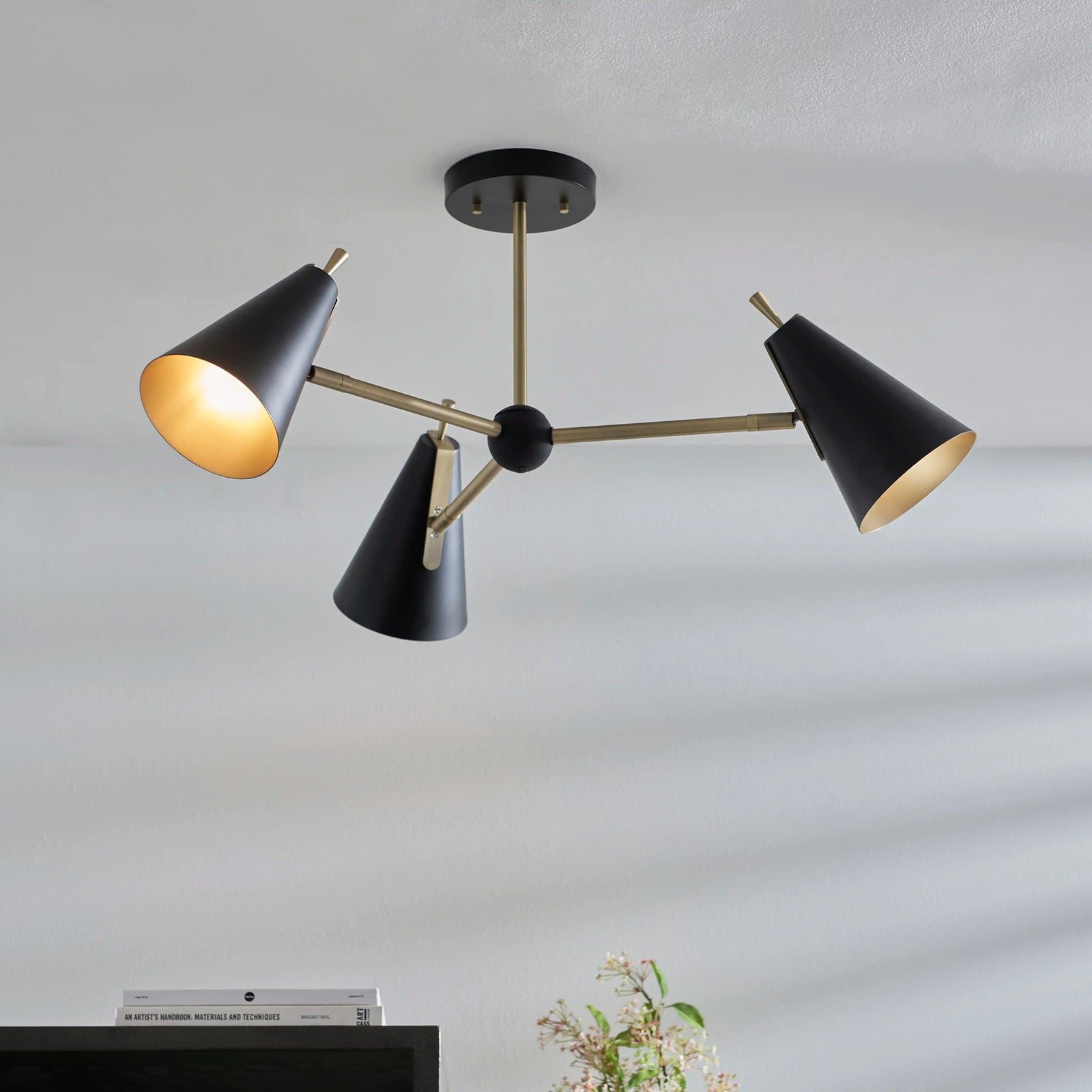 Reece 3 Light Flush Ceiling Light | Black