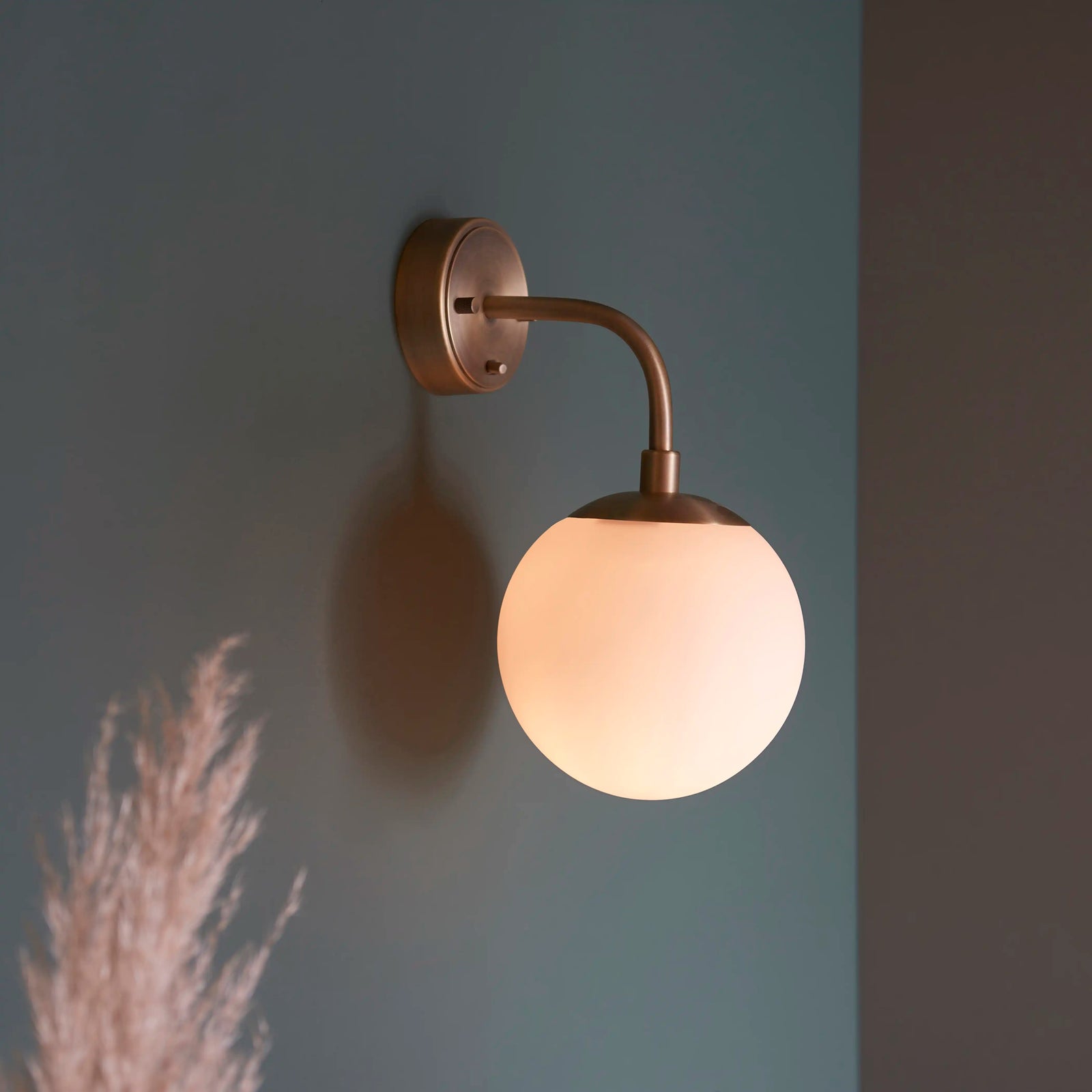 Lyme 5 Light Wall Light | Opal & Brass